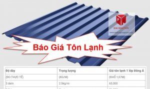 Báo giá tôn lạnh mới nhất